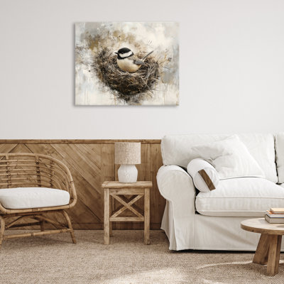 Forest Bird In Nest Canvas Wall Art, design by Franklyn Gregory