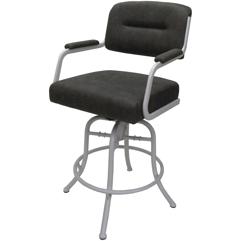 Tabouret de bar pivotant 30 po Jomiah, Gris, Blanc