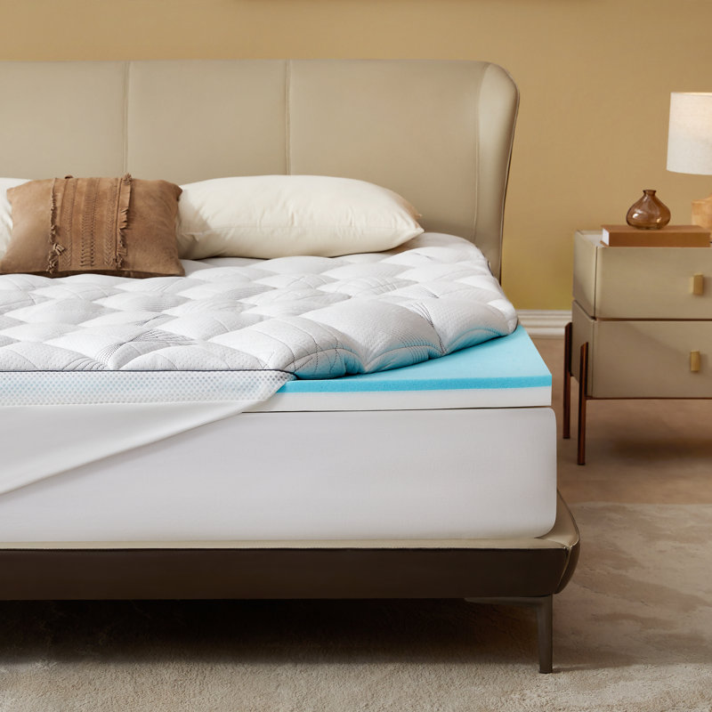 BEDLORE® 2" Gel Memory Foam & 2" Bamboo Rayon Cover Set Mattress Topper for Back Pain Relief, Dual Layer Breathable & Washable Plush Pillow Top with 6-18" Deep Pocket
