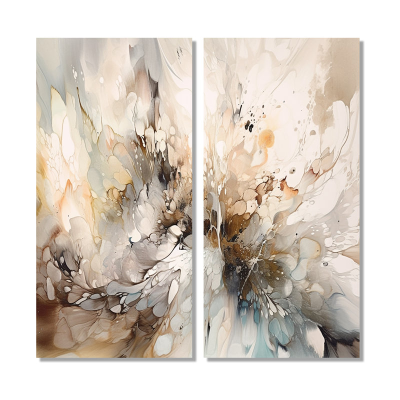 Blanc et gris, profondeurs géométriques I - art mural moderne doré, 32" H x 32" W, Wrapped Canvas, Does Not Apply