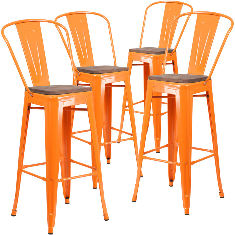 Tabouret de salle à manger en métal Margherite, Orange, Tabouret de bar (siège d'une hauteur de 30 po)