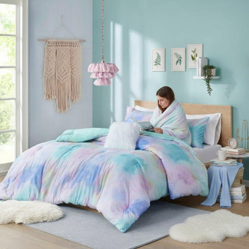 Ensemble d'édredon simple / simple TG, 68" L x 90" W, Aqua