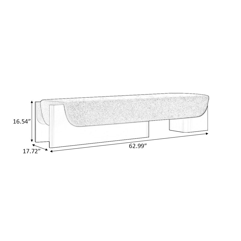 Banc rembourré vert, H 16,54 po x l 62,99 po x P 17,72 po, Vert