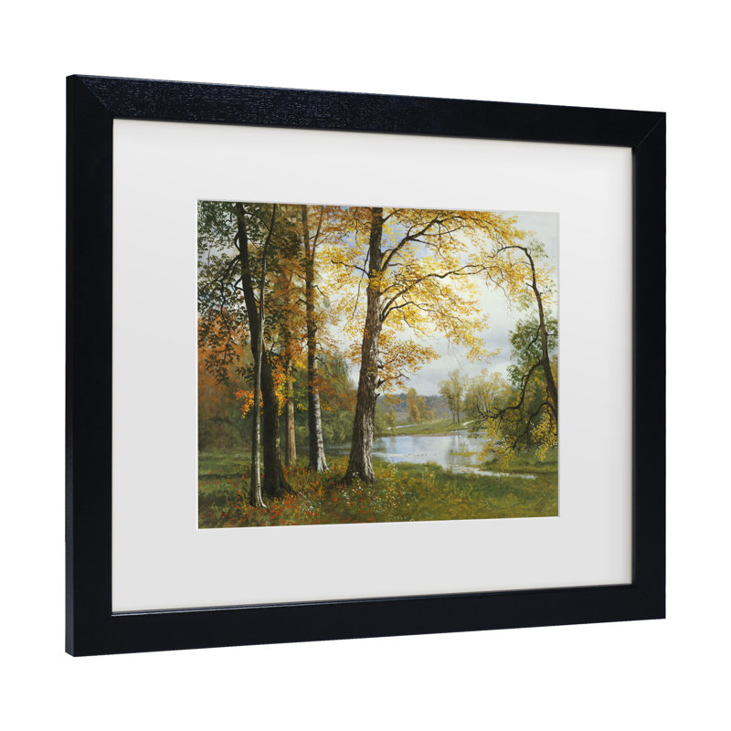 Art mural encadré - Décoration murale «A Quiet Lake» par Albert Bierstadt avec cadre mat - Art du salon, cuisine et salle de bain - 16 x 20