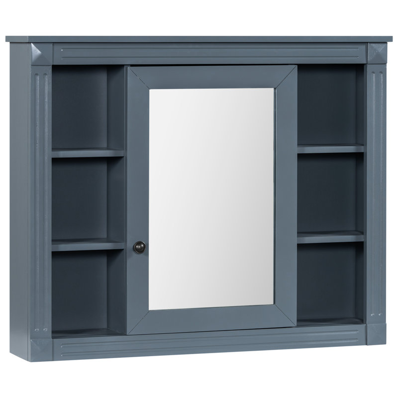 Armoire de rangement de salle de bain 35 po x 28 po - Style moderne, design, fixation murale avec miroir, intérieur spacieux, cadre