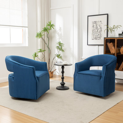 Fumiyo Velvet Swivel Barrel Chair