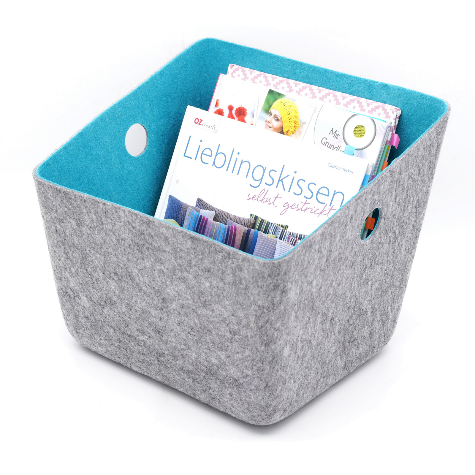 Modern Polyester Decorative Bin, Turquoise, 3