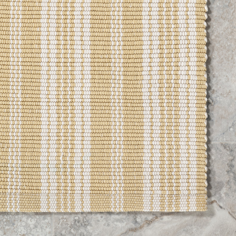 Home Conservatory Ticking Stripe Handwoven Indoor/Outdoor Area Rug, Runner 2'6" x 8'