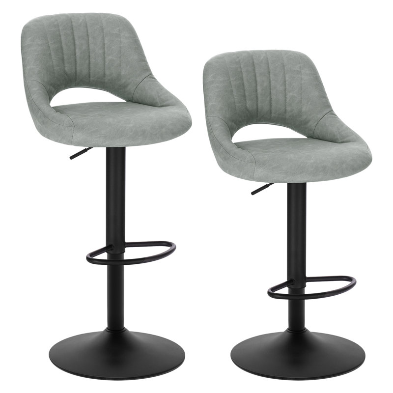 Simonsen Swivel Upholstered Adjustable Height Counter Stool with Metal Frame, Grey