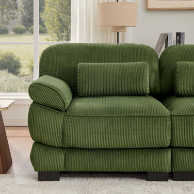 Cloud Couch Oversize L-Shaped Modular Sectional Sofa, 4-Seater Sofa with Ottoman, Comfy Thick Seat Cushions, Breathable Corduroy Fabric, for Living Room Bedroom Apartment