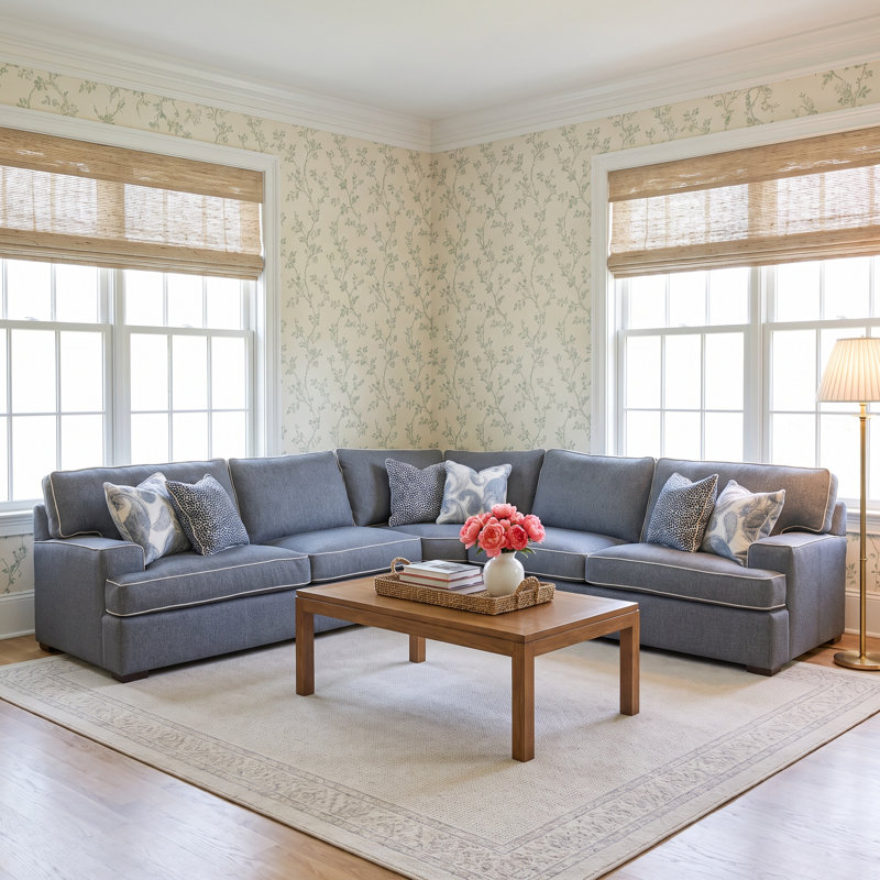 Sadie 3-Piece Upholstered Sectional, Honey Finish, Kensington Traditional; 0611-66