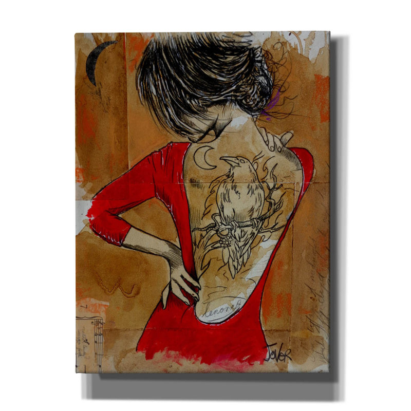 «Raven» par Loui Jover, art mural sur toile, H 16 po x l 12 po x P 0,75 po