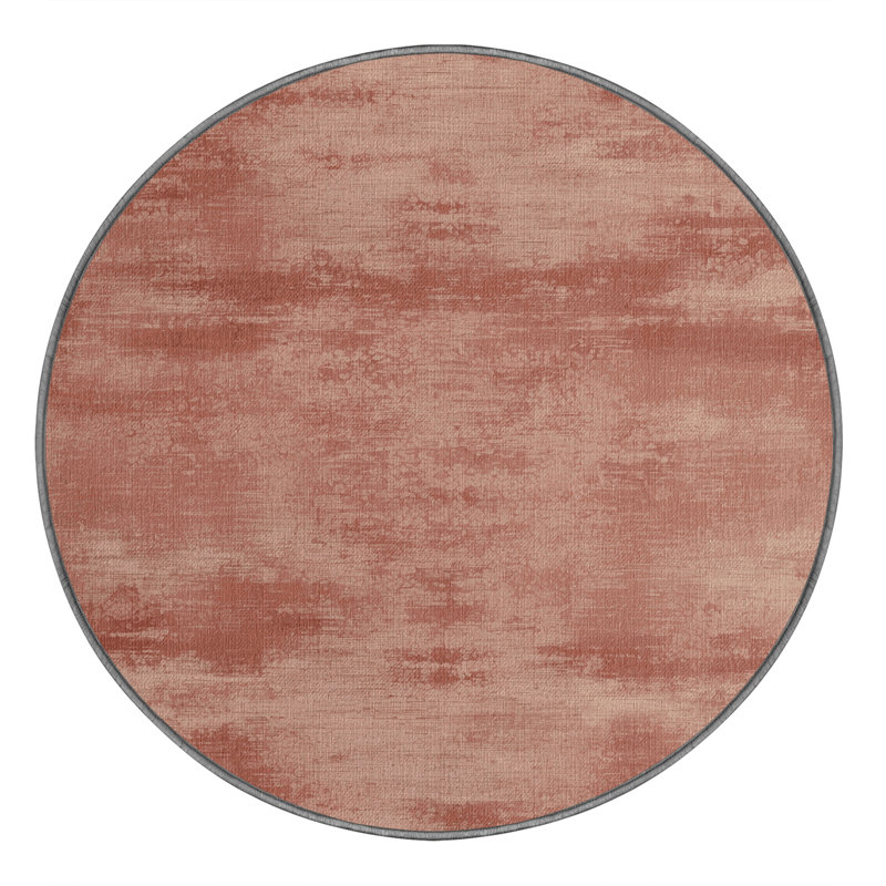 Machine Washable Abstract Brown Area Rug, Round 4'