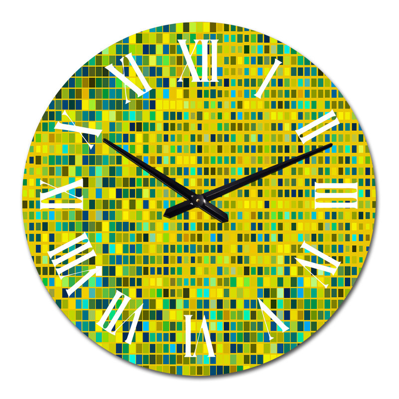 Horloge murale à motif cubes de lumière bleu clair et jaune, Moyen