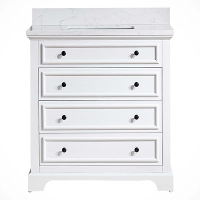 Fully Assembled 36'' Freestanding Single Bathroom Vanity with Marble Top