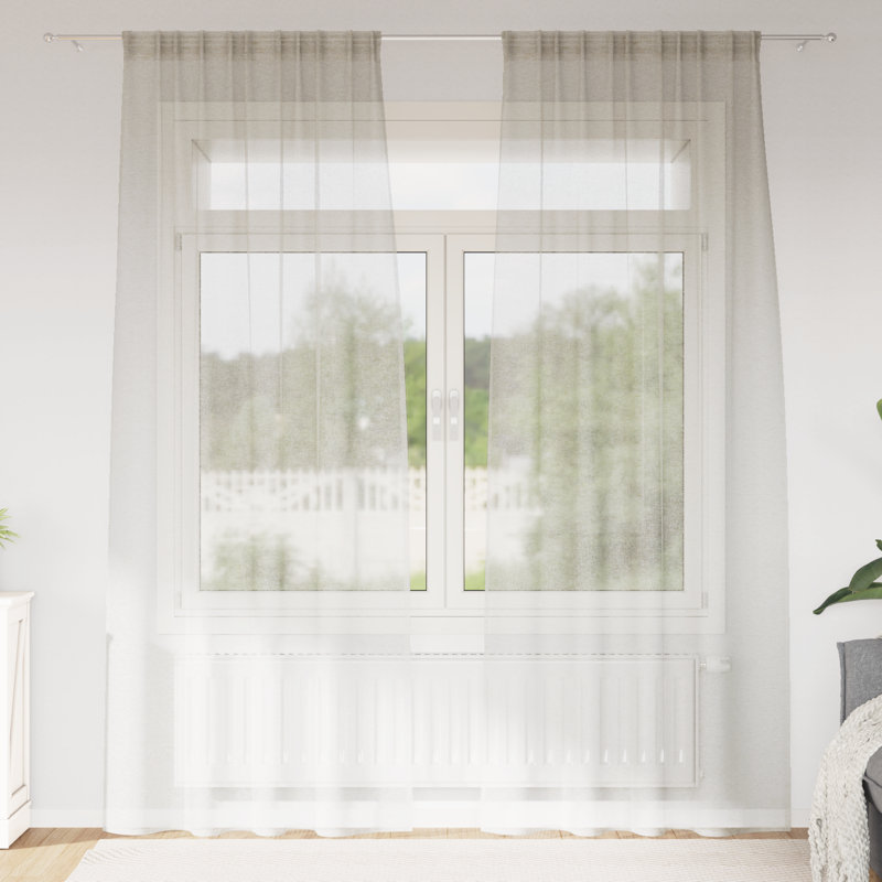 Suzzy Semi Sheer Curtain Pair, 260cm Width x 140cm Drop, Cream
