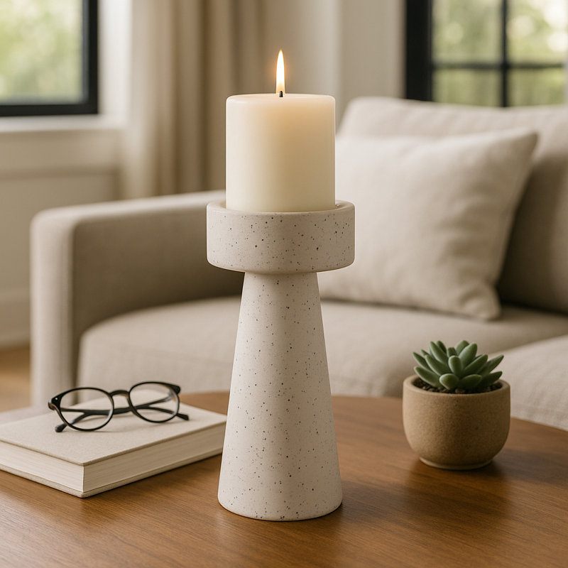 Modern Taper And Pillar Candle Holder For Home Decor - Decorative Floor Inspired Candle Stand For Tabletop And Living Room Decor -  White