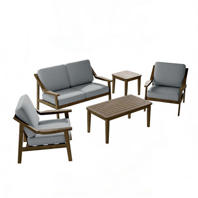 Ensemble de conversation d'extérieur 5 pièces Marlo, parfait pour recevoir avec les tables incluses