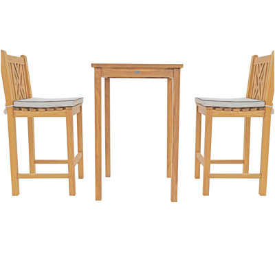 Outdoor 3 - Piece Teak Bistro Set with Cushions