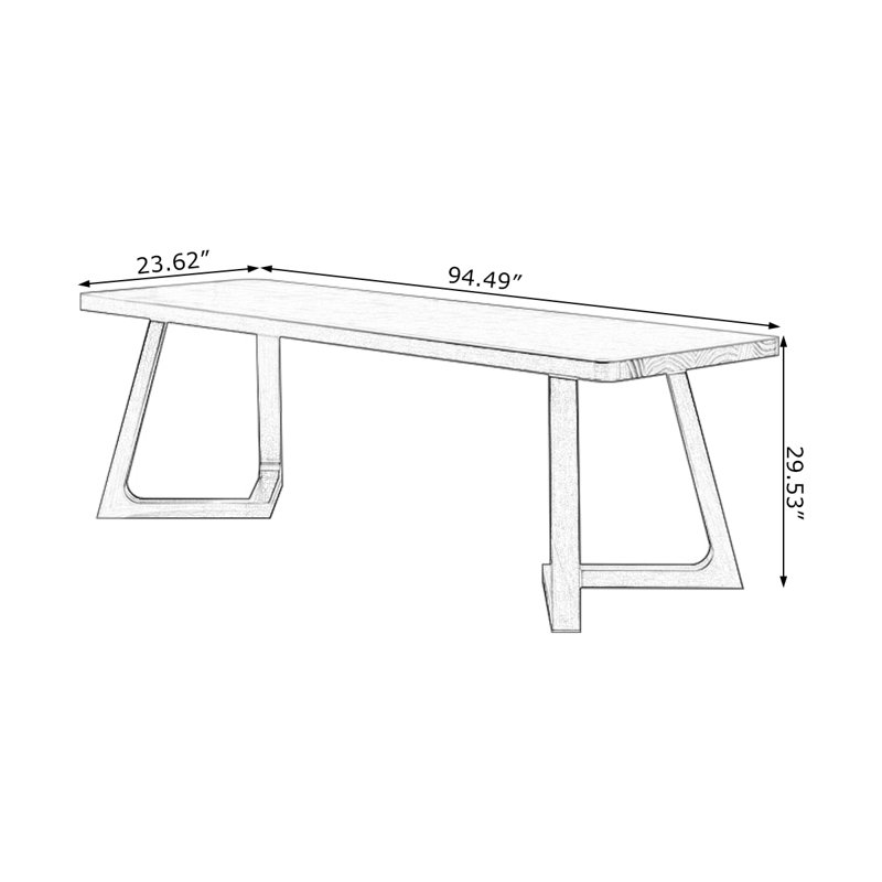 Walnut Rectangular Solid Wood desk, 29.53" H x 94.49" W x 23.62" D