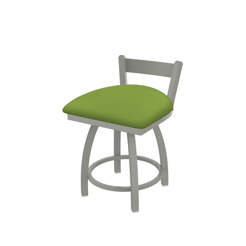 Tabouret de coiffeuse à dossier bas 18 po Catalina, Nickel anodisé, Vinyle - Canter Kiwi - vert