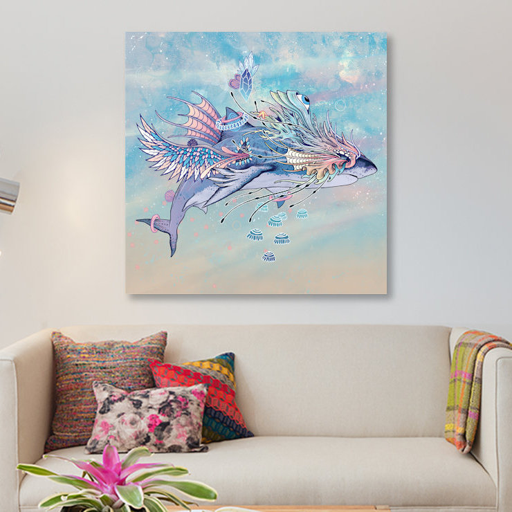 " Journeying Spirit (Shark) " by Mat Miller, 12" H x 12" W x 0.75" D, No Mat, Wrapped Canvas