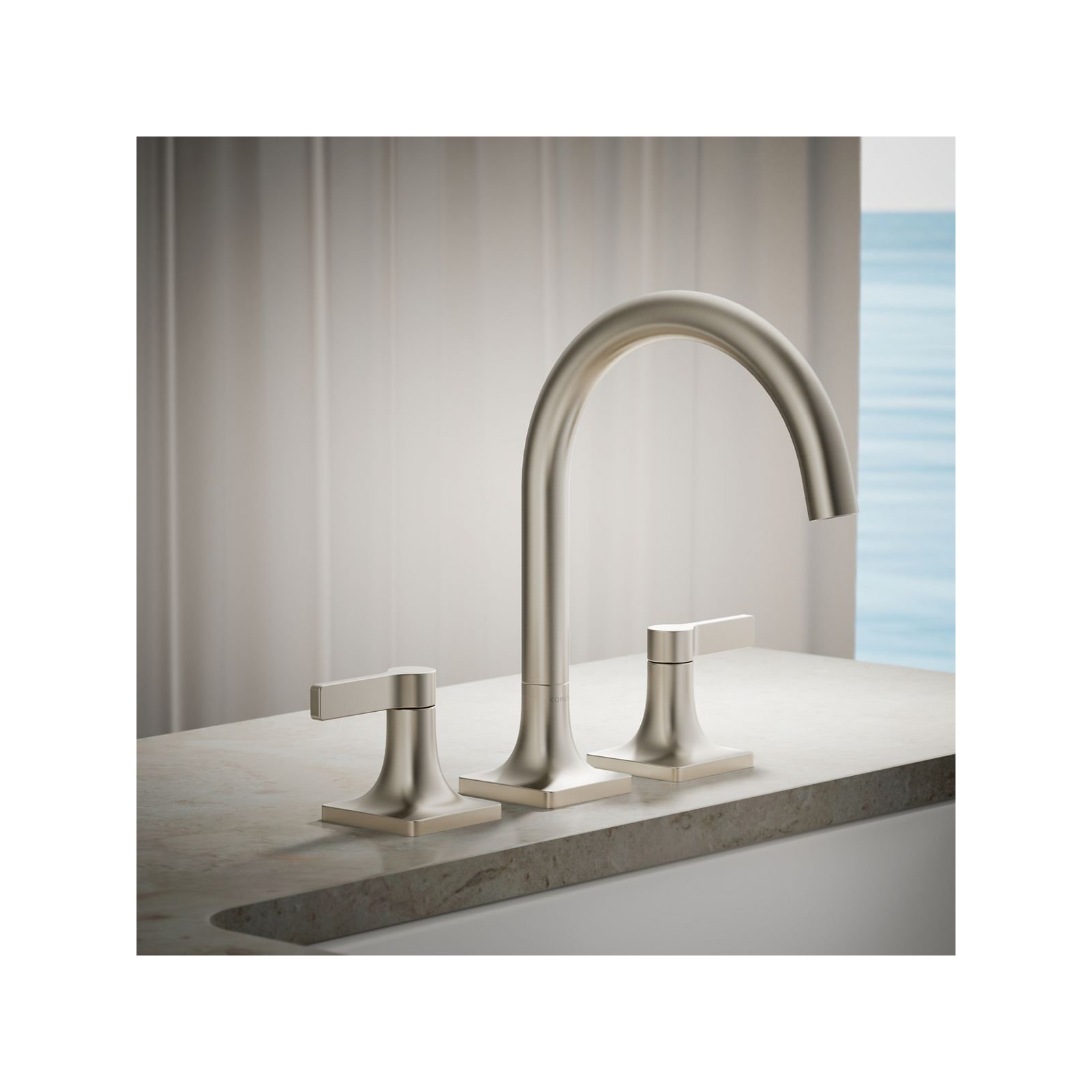 Deck Mounted Bath Faucet, Vibrant Brushed Nickel