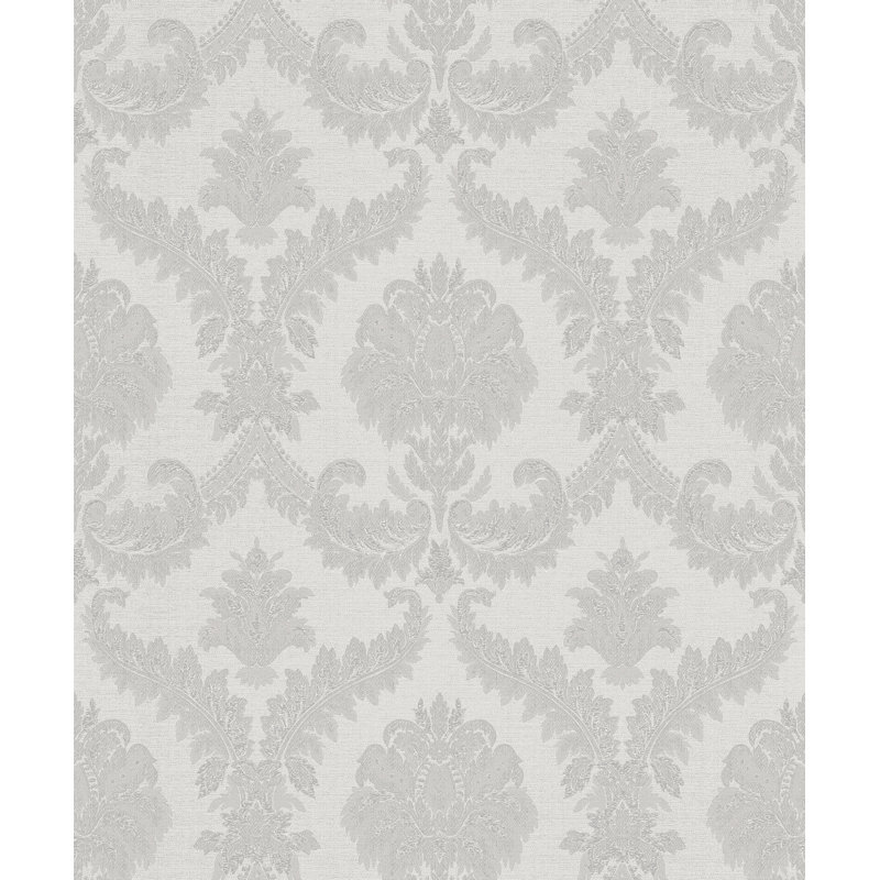Elgin Traditional Damask Design Embossed Satin 10m x 53cm Wallpaper Roll, Silver Grey