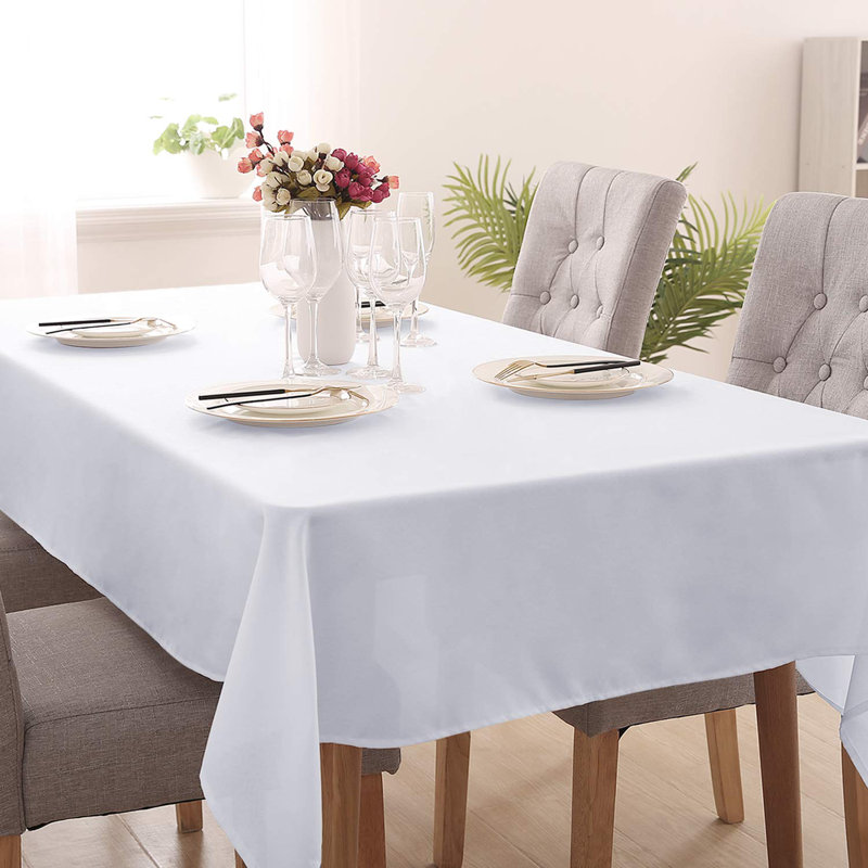 Solid Spillproof Decorative Red Tablecloths, 120" L x 54" W, White