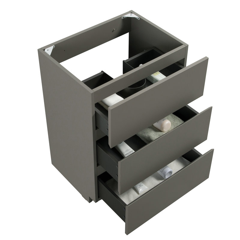 Floor Cabinet WITHOUT Basin, With Three Drawers, Pre-Assembled, 24"