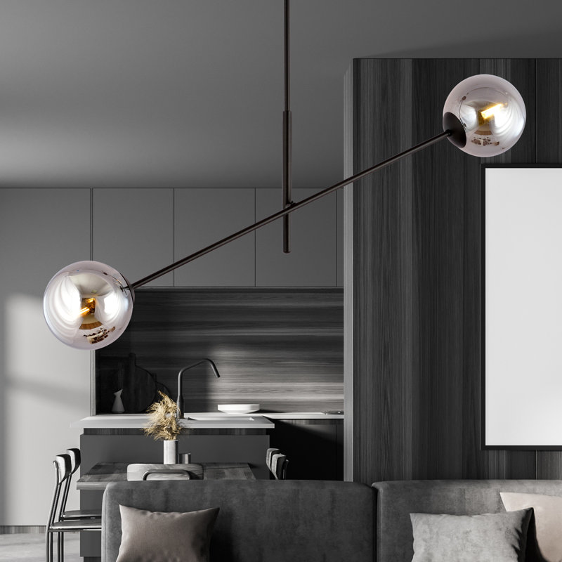 2-Light Sputnik Chandelier, Graphite