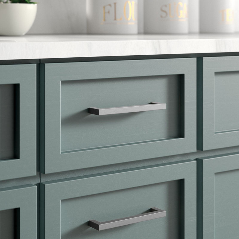 Classica Collection Square Handle Pull - 6-1/4" Center to Center Cabinet Pull Brushed Nickel - Contemporary Hardware for Drawers & Cabinets - 25 Pack