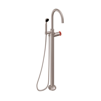 Descanso Bath Floor Mounted Tub Filler with Diverter and Handshower
