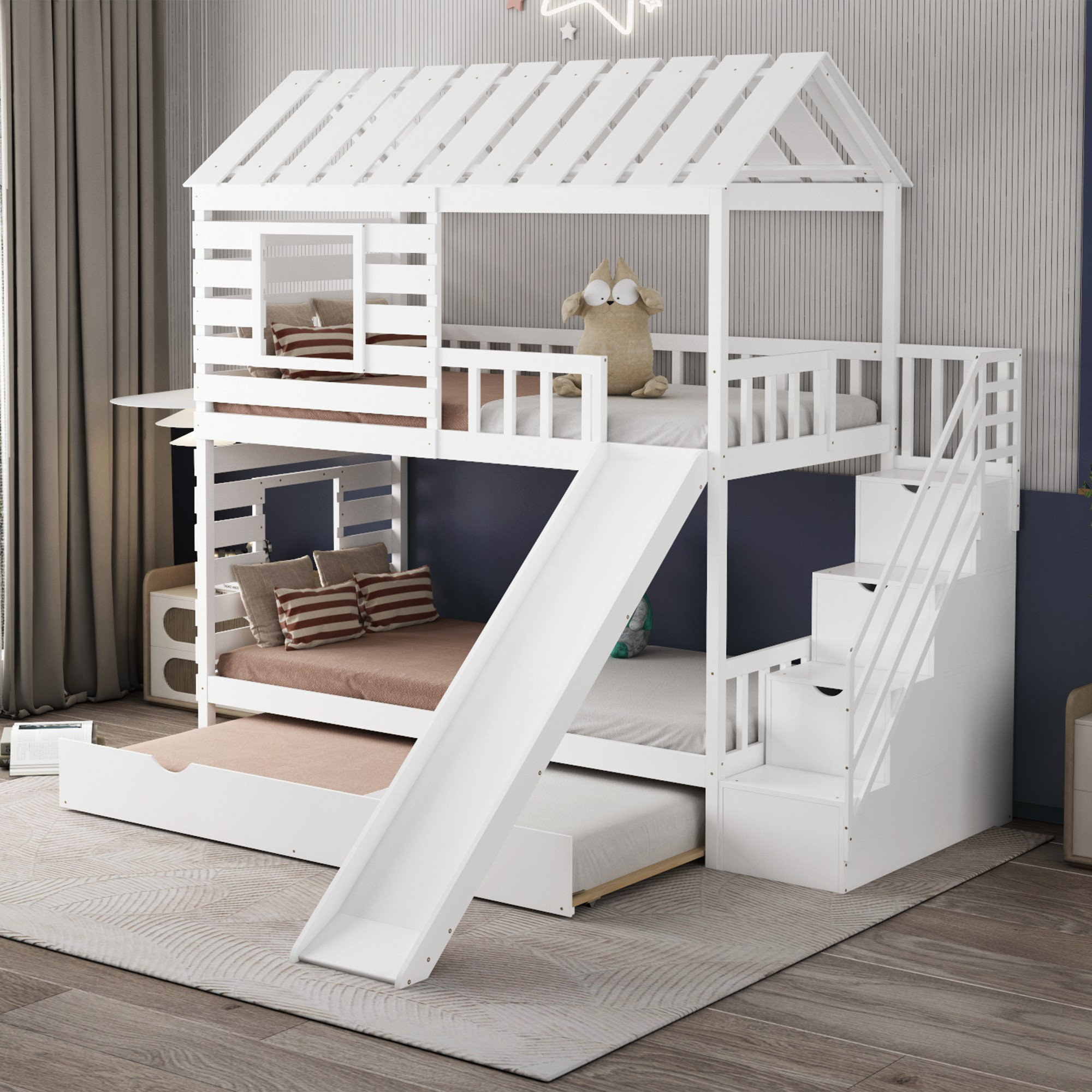 Harper Orchard Brinckerhoff Twin Over Twin Standard Bunk Bed with