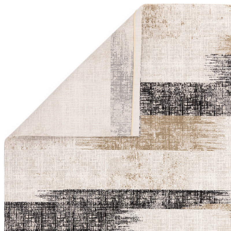Abrienne Soft Shiny Lines Beige/Grey/Black Rug, Rectangle 160 x 230cm