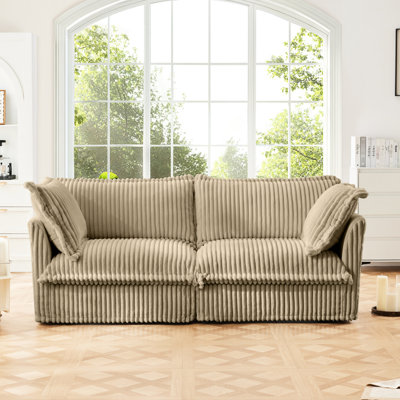 2 For Living Area - Corduroy Deep Seat, Upholstered Cushion, Detachable Cover, Comfy, Modern, Camel Classy Room