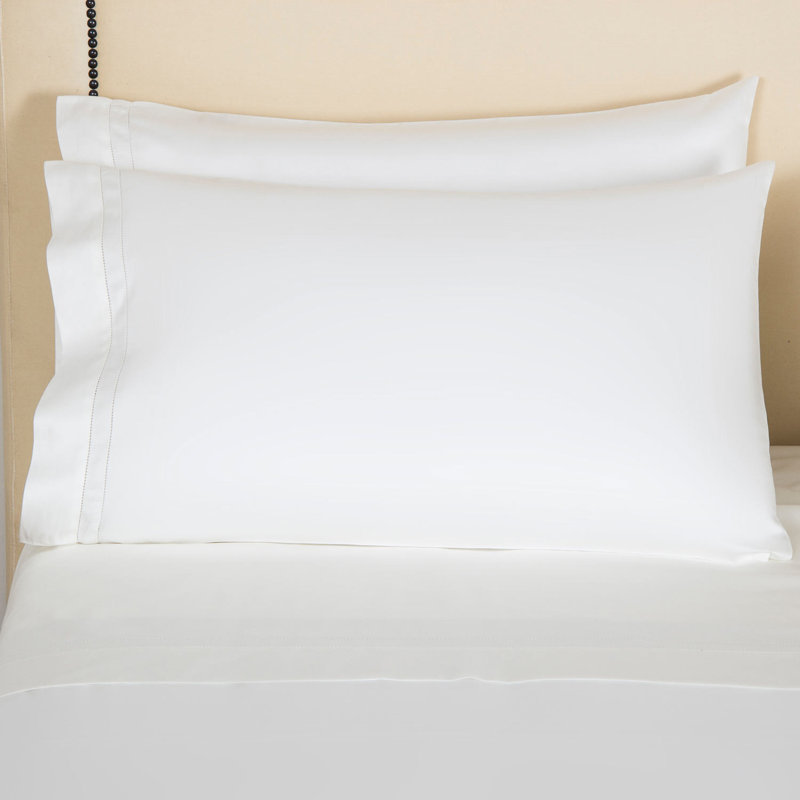 Doppio Ajour Sateen Pillow Case, Milk, King