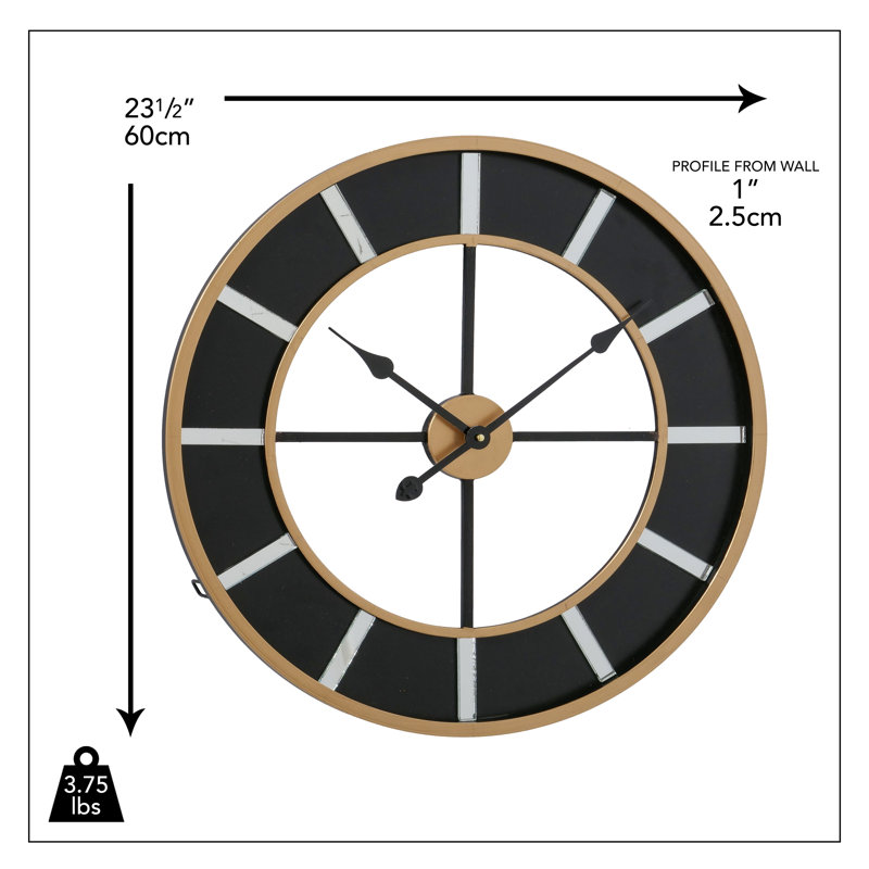 Zosha Floating Gold and Black Wall Clock