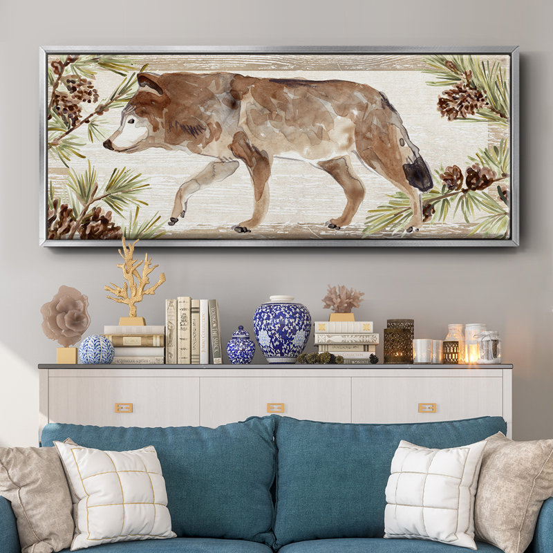 Rustic Barnwood Animals Collection D- Framed Canvas, 12" H x 30" W
