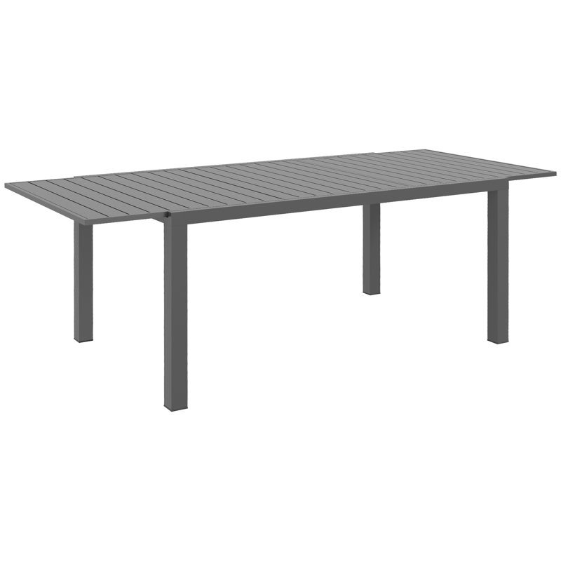 Table de patio extensible pour 6 à 8 personnes Outsunny, structure en aluminium et plateau à lattes, parfaite pour le jardin, la pelouse, le balcon, la terrasse
