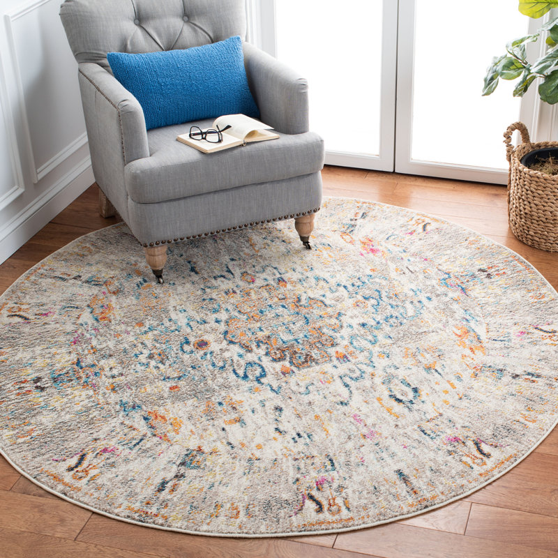 Felty Oriental Black/Gold Area Rug, Round 9'