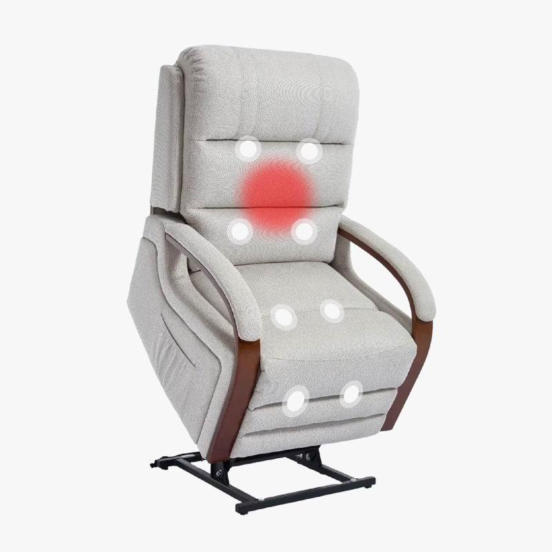 Fauteuil inclinable à deux moteurs, fauteuil inclinable réglable avec support lombaire et dossier rembourré, Beige