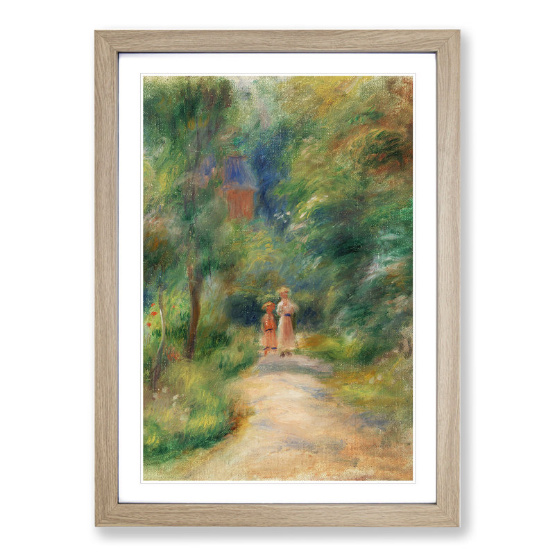 Two Figures on a Path by Pierre-Auguste Renoir - Framed Print, 48cm H x 36cm W x 2cm D, Oak Framed