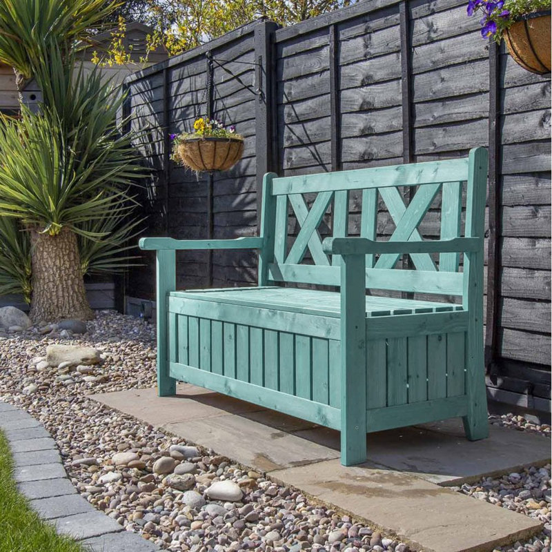 Wooden Under Seat Storage Bench, Green