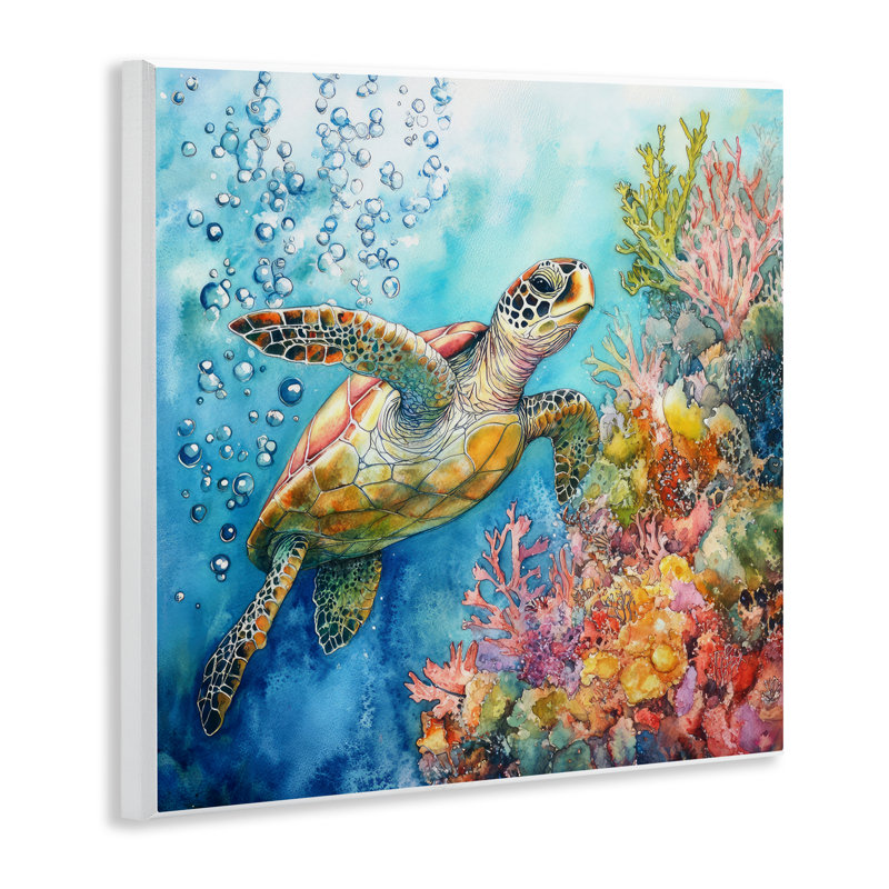 Plaque murale de tortues de mer sous l'eau, design par Tina LeCour