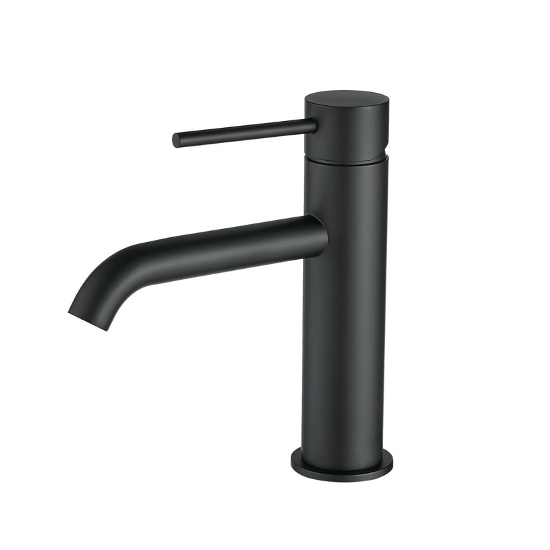Robinet de lavabo de salle de bain - poignée simple et trou, conception moderne, Noir