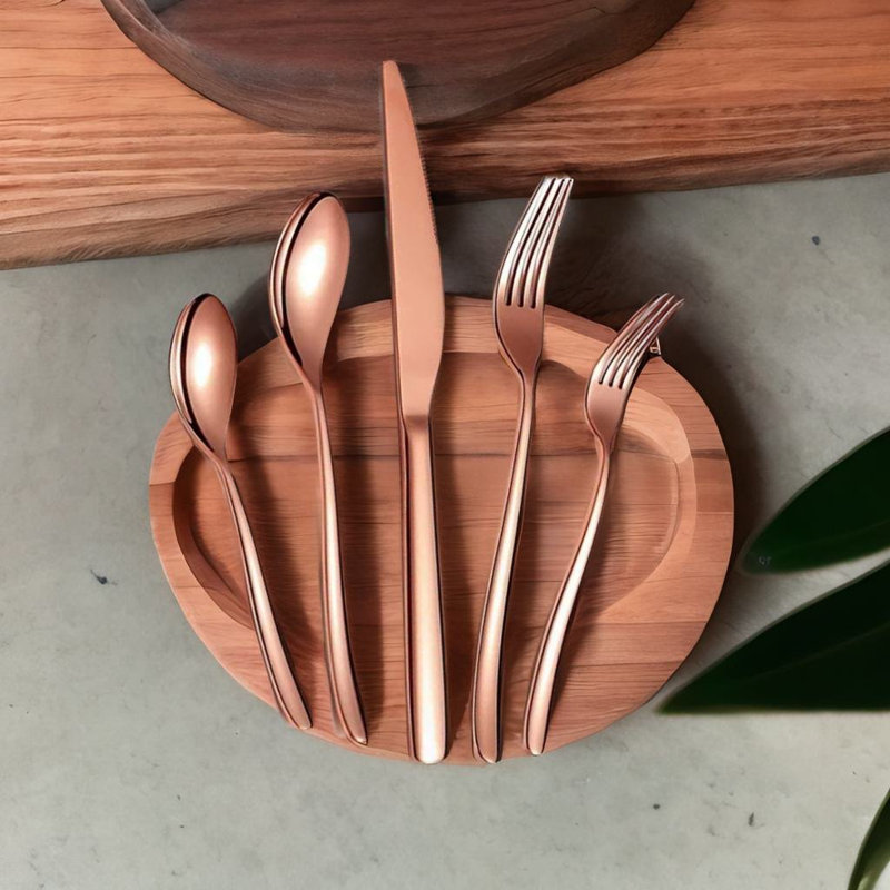 Ensemble de 40 couverts en acier inoxydable 40 pièces, service de couverts pour 8 pièces, Cuivre