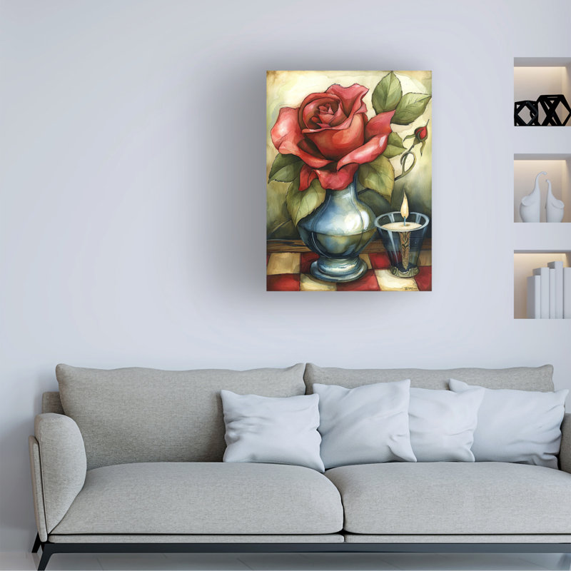 Art sur toile «bol Momart Rose» dans un vase, H 35 po x l 47 po