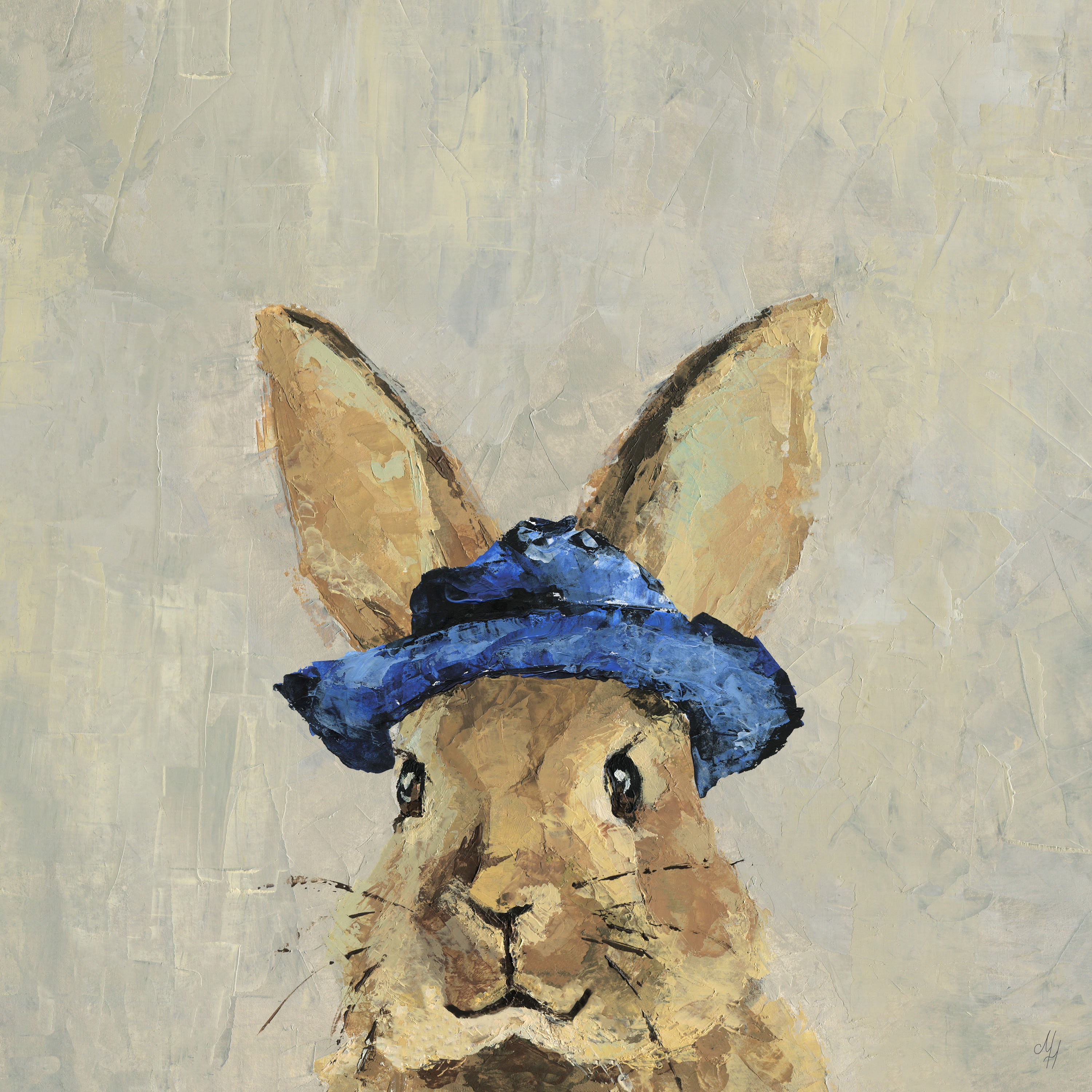 Harriet Bee 'Blue Hat Rabbit' Print on Wrapped Canvas | Wayfair