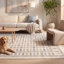 Tapis Sycamore moderne à rayures effet pinceau, bleu, gris et beige, lavable en machine, antidérapant, à poils courts, pour l'intérieur et l'extérieur, adapté aux animaux domestiques, idéal pour le salon, la chambre, la salle à manger, l'entrée, le couloir ou le bureau.-1157249513